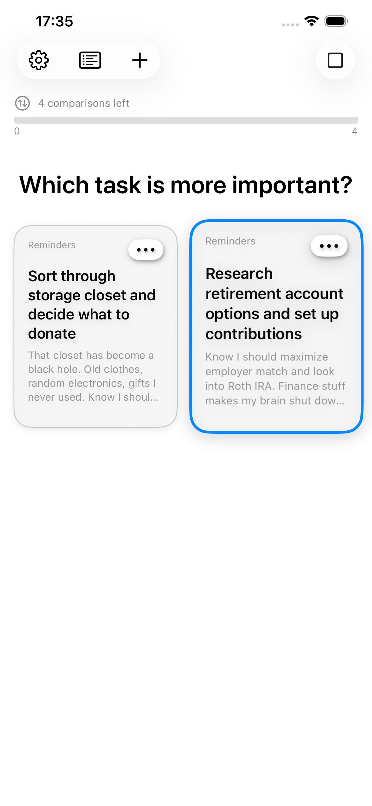 The Comparison View: A vs. B