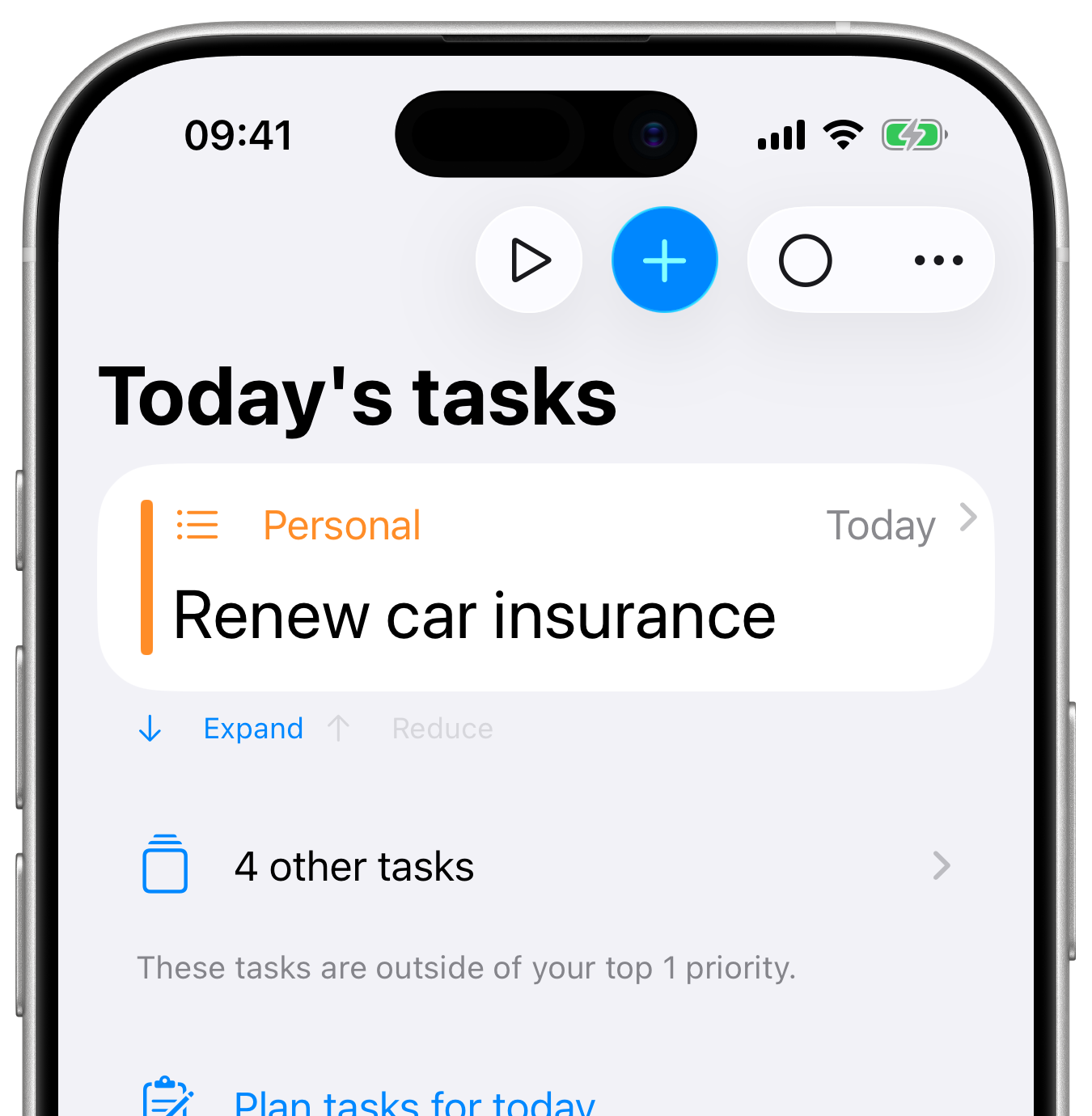 Focus on the top task screenshot